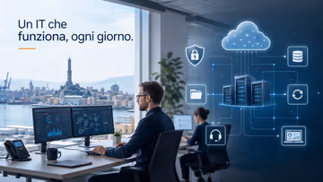 Tecnici Leo's Computer al lavoro su infrastruttura cloud e servizi IT a Genova